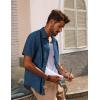 imagePJ PAUL JONES Mens Casual Button Down Shirts Short Sleeve Cotton Summer Beach Shirt with PocketsNavy Blue
