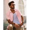 imagePJ PAUL JONES Mens Casual Button Down Shirts Short Sleeve Cotton Summer Beach Shirt with PocketsPink