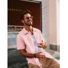 imagePJ PAUL JONES Mens Casual Button Down Shirts Short Sleeve Cotton Summer Beach Shirt with PocketsPink