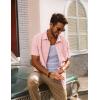 imagePJ PAUL JONES Mens Casual Button Down Shirts Short Sleeve Cotton Summer Beach Shirt with PocketsPink
