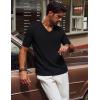 imagePJ PAUL JONES Mens TShirts Modern Fit V Neck Knit Shirts Textured Herringbone KnitwearBlack
