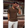 imagePJ PAUL JONES Mens TShirts Modern Fit V Neck Knit Shirts Textured Herringbone KnitwearCoffee