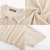 imagePJ PAUL JONES Mens V Neck Polo Shirt Textured Knit Slim Fit Golf TShirtsApricot