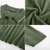 imagePJ PAUL JONES Mens V Neck Polo Shirt Textured Knit Slim Fit Golf TShirtsArmy Green