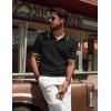 imagePJ PAUL JONES Mens V Neck Polo Shirt Textured Knit Slim Fit Golf TShirtsBlack