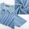 imagePJ PAUL JONES Mens V Neck Polo Shirt Textured Knit Slim Fit Golf TShirtsBlue Grey