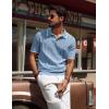 imagePJ PAUL JONES Mens V Neck Polo Shirt Textured Knit Slim Fit Golf TShirtsBlue Grey