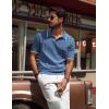 imagePJ PAUL JONES Mens V Neck Polo Shirt Textured Knit Slim Fit Golf TShirtsIndigo