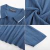 imagePJ PAUL JONES Mens V Neck Polo Shirt Textured Knit Slim Fit Golf TShirtsIndigo
