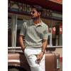 imagePJ PAUL JONES Mens V Neck Polo Shirt Textured Knit Slim Fit Golf TShirtsKhaki