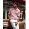 imagePJ PAUL JONES Mens V Neck Polo Shirt Textured Knit Slim Fit Golf TShirtsLeather Pink