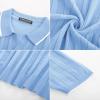 imagePJ PAUL JONES Mens V Neck Polo Shirt Textured Knit Slim Fit Golf TShirtsLight Blue