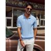 imagePJ PAUL JONES Mens V Neck Polo Shirt Textured Knit Slim Fit Golf TShirtsLight Blue