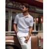 imagePJ PAUL JONES Mens V Neck Polo Shirt Textured Knit Slim Fit Golf TShirtsLight Grey