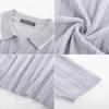 imagePJ PAUL JONES Mens V Neck Polo Shirt Textured Knit Slim Fit Golf TShirtsLight Grey
