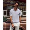imagePJ PAUL JONES Mens V Neck Polo Shirt Textured Knit Slim Fit Golf TShirtsLight Grey