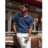 imagePJ PAUL JONES Mens V Neck Polo Shirt Textured Knit Slim Fit Golf TShirtsNavy Blue