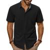 imagePJ PAUL JONES Mens Button Down Shirt Short Sleeve Casual Shirt Wrinkle Free Dress Shirt Summer Beach ShirtBlack
