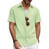 imagePJ PAUL JONES Mens Button Down Short Sleeve Shirt Summer Casual Cotton Button Up Beach Wedding ShirtsYellow Green