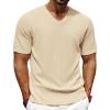 imagePJ PAUL JONES Mens TShirts Modern Fit V Neck Knit Shirts Textured Herringbone KnitwearApricot