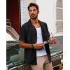imagePJ PAUL JONES Mens Casual Button Down Shirt Short Sleeve Cuban Beach Shirt WrinkleFree Summer Shirts with PocketBlack
