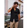 imagePJ PAUL JONES Mens Casual Button Down Shirt Short Sleeve Cuban Beach Shirt WrinkleFree Summer Shirts with PocketBlack