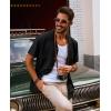 imagePJ PAUL JONES Mens Casual Button Down Shirt Short Sleeve Cuban Beach Shirt WrinkleFree Summer Shirts with PocketBlack