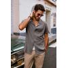 imagePJ PAUL JONES Mens Casual Button Down Shirt Short Sleeve Cuban Beach Shirt WrinkleFree Summer Shirts with PocketDark Gray