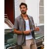 imagePJ PAUL JONES Mens Casual Button Down Shirt Short Sleeve Cuban Beach Shirt WrinkleFree Summer Shirts with PocketDark Gray
