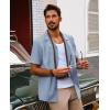 imagePJ PAUL JONES Mens Casual Button Down Shirt Short Sleeve Cuban Beach Shirt WrinkleFree Summer Shirts with PocketGray Blue