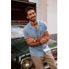 imagePJ PAUL JONES Mens Casual Button Down Shirt Short Sleeve Cuban Beach Shirt WrinkleFree Summer Shirts with PocketGray Blue