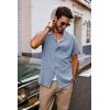 imagePJ PAUL JONES Mens Casual Button Down Shirt Short Sleeve Cuban Beach Shirt WrinkleFree Summer Shirts with PocketGray Blue