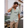 imagePJ PAUL JONES Mens Casual Button Down Shirt Short Sleeve Cuban Beach Shirt WrinkleFree Summer Shirts with PocketGray Green