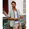imagePJ PAUL JONES Mens Casual Button Down Shirt Short Sleeve Cuban Beach Shirt WrinkleFree Summer Shirts with PocketGray Green