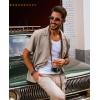 imagePJ PAUL JONES Mens Casual Button Down Shirt Short Sleeve Cuban Beach Shirt WrinkleFree Summer Shirts with PocketKhaki
