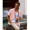 imagePJ PAUL JONES Mens Casual Button Down Shirt Short Sleeve Cuban Beach Shirt WrinkleFree Summer Shirts with PocketPink