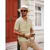 imagePJ PAUL JONES Mens Knit Polo Shirt Short Sleeve Button Down Shirt Vintage Summer Beach ShirtsApricot