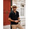 imagePJ PAUL JONES Mens Knit Polo Shirt Short Sleeve Button Down Shirt Vintage Summer Beach ShirtsBlack