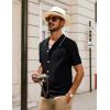 imagePJ PAUL JONES Mens Knit Polo Shirt Short Sleeve Button Down Shirt Vintage Summer Beach ShirtsBlack