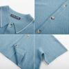imagePJ PAUL JONES Mens Knit Polo Shirt Short Sleeve Button Down Shirt Vintage Summer Beach ShirtsBlue