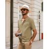 imagePJ PAUL JONES Mens Knit Polo Shirt Short Sleeve Button Down Shirt Vintage Summer Beach ShirtsCamel