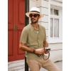 imagePJ PAUL JONES Mens Knit Polo Shirt Short Sleeve Button Down Shirt Vintage Summer Beach ShirtsCamel
