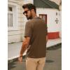 imagePJ PAUL JONES Mens Knit Polo Shirt Short Sleeve Button Down Shirt Vintage Summer Beach ShirtsCoffee