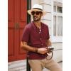 imagePJ PAUL JONES Mens Knit Polo Shirt Short Sleeve Button Down Shirt Vintage Summer Beach ShirtsDark Red