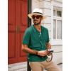 imagePJ PAUL JONES Mens Knit Polo Shirt Short Sleeve Button Down Shirt Vintage Summer Beach ShirtsGreen
