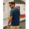 imagePJ PAUL JONES Mens Knit Polo Shirt Short Sleeve Button Down Shirt Vintage Summer Beach ShirtsNavy Blue