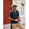 imagePJ PAUL JONES Mens Knit Polo Shirt Short Sleeve Button Down Shirt Vintage Summer Beach ShirtsNavy Blue