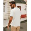 imagePJ PAUL JONES Mens Knit Polo Shirt Short Sleeve Button Down Shirt Vintage Summer Beach ShirtsWhite