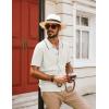 imagePJ PAUL JONES Mens Knit Polo Shirt Short Sleeve Button Down Shirt Vintage Summer Beach ShirtsWhite