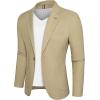 imagePJ PAUL JONES Mens Linen Casual Blazer Sport Coats Lightweight One Button Suit Jacket for SummerKhaki